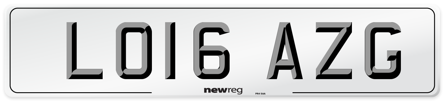 LO16 AZG Number Plate from New Reg